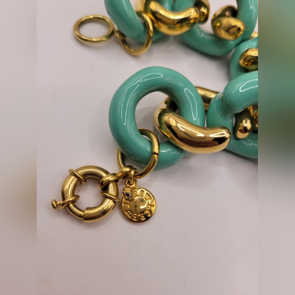 J. Crew Gold Aqua Enamel Bracelet - Picture 2 of 3